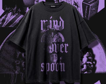 Matilda Purple Oversized Tee, Mind Over Spoon Whimsigoth Tee, 90s Movie Bootleg Graphic Shirt, Dark Academia Bookish Streetwear Vintage Wash