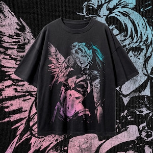 Sailor Moon | Oversize Graphic Tee, Unisex Premium Cotton, Distressed Lavender & Black Print, Alt Streetwear Shirt, Harajuku Style