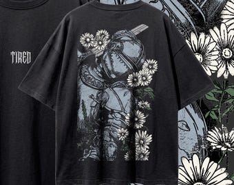 Knight Armor Graphic Tee, Gothic Dark Academia Shirt, White Vintage Wash Grunge Streetwear, Alt Aesthetic Unisex Tee, Y2K Goth Clothing