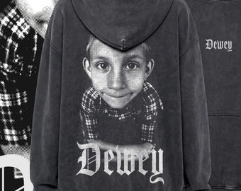 Dewey Oversized Hoodie, Malcolm in the Middle Bootleg Hoodie, Y2K Meme Graphic Hoodie, 2000s Sitcom Nostalgia, Vintage Wash Streetwear