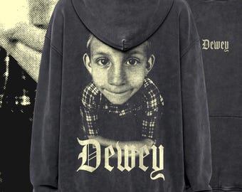 Dewey Vintage Oversized Hoodie, Malcolm in the Middle Bootleg Hoodie, Retro 2000s Sitcom Hoodie, Faded Sepia Graphic, Y2K Grunge Nostalgia