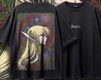 Deedlit Record of Lodoss War Shirt, Oversized Vintage Wash Anime Elf Graphic Tee, 80s Retro Fantasy Manga Tshirt, Elf Maiden Merch