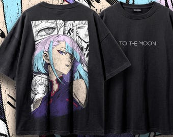 Lucy Cyberpunk Edgerunners Shirt, Oversized Vintage Wash Anime Graphic Tee, Cyber ​​Girl Sci Fi Manga Streetwear Tshirt, Netrunner Merch