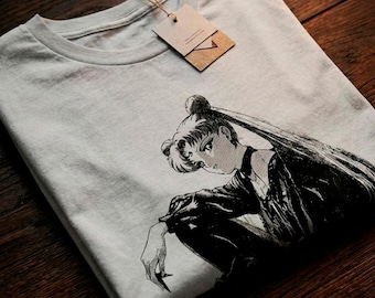 Camiseta com estética sombria de anime e garota - Camiseta inspirada em Sailor Moon, estilo grunge streetwear