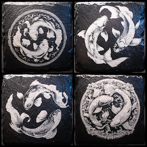 Slate Coaster 4 Pack Pisces Zodiac Sign