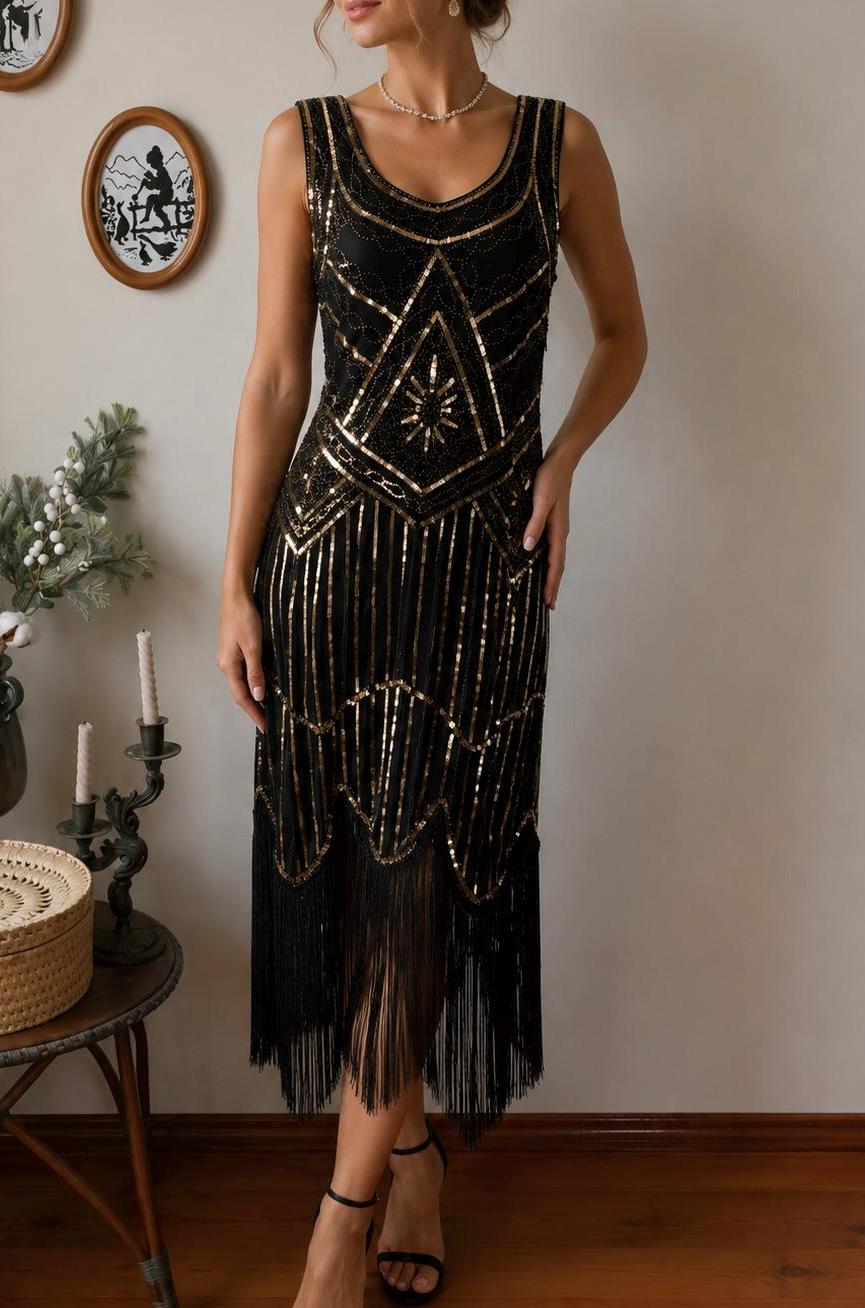 black gold flapper dress 20s Woman-Ready-to-wear give a toast to Sweetheart Neck Hot Pink 1920s fashion Color:Pistachio