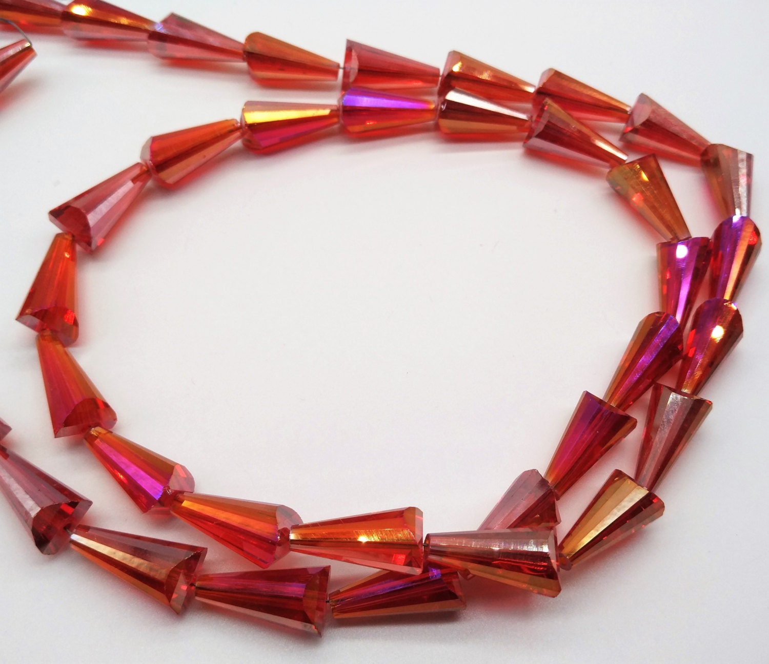 19mm Cone Shaped Transparent Red Glass Beads Crystal Beads Etsy