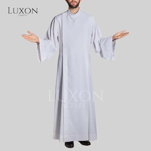 White Clergy Alb, Liturgical Vestment for Catholic Priests, Custom-Tailored Church Robe, Religious Ceremony Alb, Traditional Priest Garment