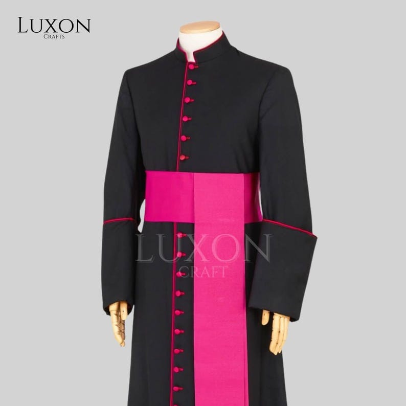 Custom Black Roman Cassock With Fuchsia Trim: Catholic Clergy Robe - Etsy