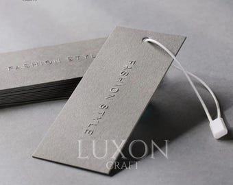 Custom Embossed Hang Tags: Luxury Brand Labels, Clothing Tags (500pcs)