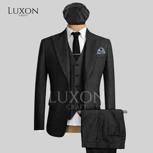 Peaky Blinders Suit - Men's 3-Piece Tweed Suit - Peaky Blinders Style, Herringbone, Tom Shelby Inspired, Tailor-Made Suit, Premium Quality