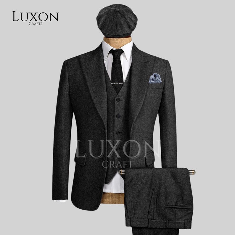Peaky Blinders Suit - Men's 3-Piece Tweed Suit - Peaky Blinders Style, Herringbone, Tom Shelby Inspired, Tailor-Made Suit, Premium Quality