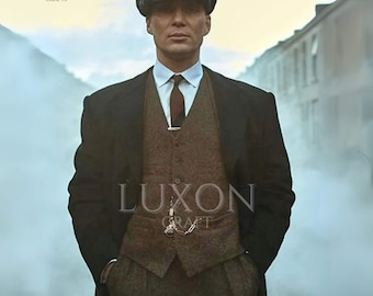 Thomas Shelby Style Brown Tweed Suit: 1920s Gangster Wedding Suit