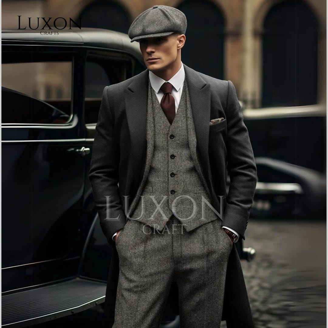 Buy Men's Grey Tweed 3-piece Suit: Peaky Blinders Wool Wedding