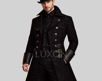 Handmade Gothic Velvet Overcoat | Steampunk Tailcoat, Victorian Vampire Coat