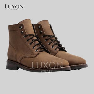 Handmade Plain‑Toe Leather Work Boots – Custom Men’s Lace‑Up Goodyear‑Welt Boots