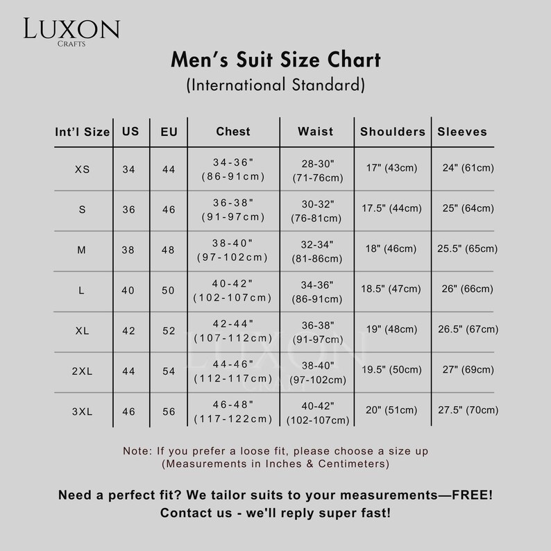Suit Size chart