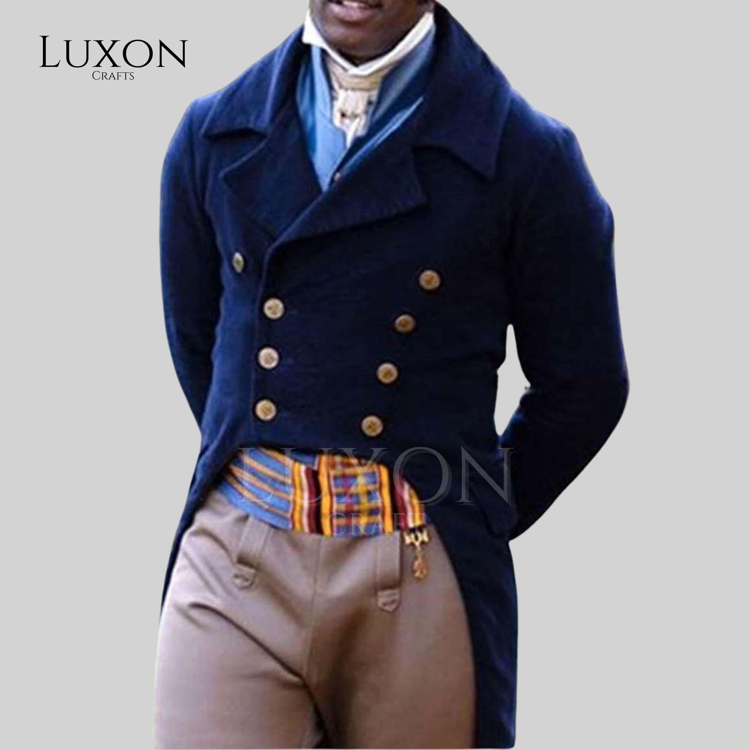 Navy Blue Regency Tailcoat - Victorian Era Gentleman's Coat - Custom Made Historical Costume - Steampunk Aristocrat Jacket