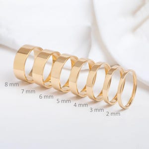 Plain Gold Wedding Band, 14K Solid Gold Smooth Ring, Minimalist Simple Wedding Jewelry, Unisex Wide Shiny or Matte Finish Classic Band Rings