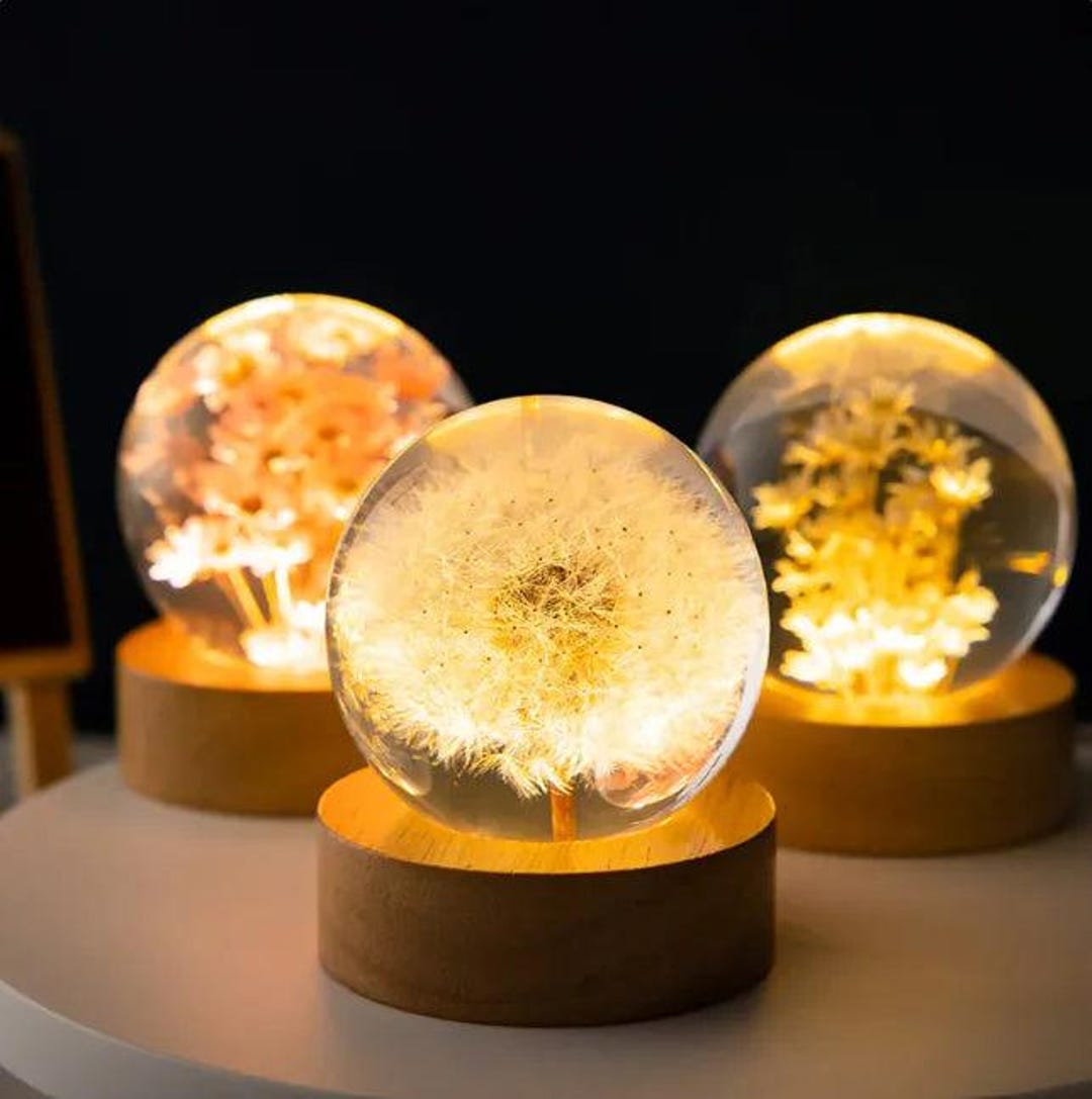Luminous 3D Dandelion Crystal Ball - Etsy