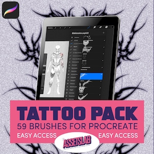 59 Cybersigilism NeoTribal Procreate Brushes for Tattoo Artists - Tattoo stamps, Cybersigilism Stencils, Tribal Tattoo Blackwork Stamps