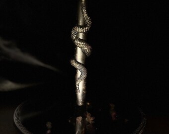 Vela cónica de serpiente negra – Vela de protección de serpiente dorada para rituales y protección energética