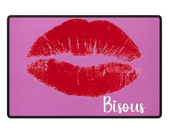 Bisous deurmat met kusmondje – antislip & gekleurd – 40 x 60 cm – cadeau-idee hal, entree, intrekken, vrouwen