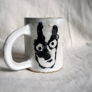 medium handmade ceramic mug pink and black contemporary ceramic