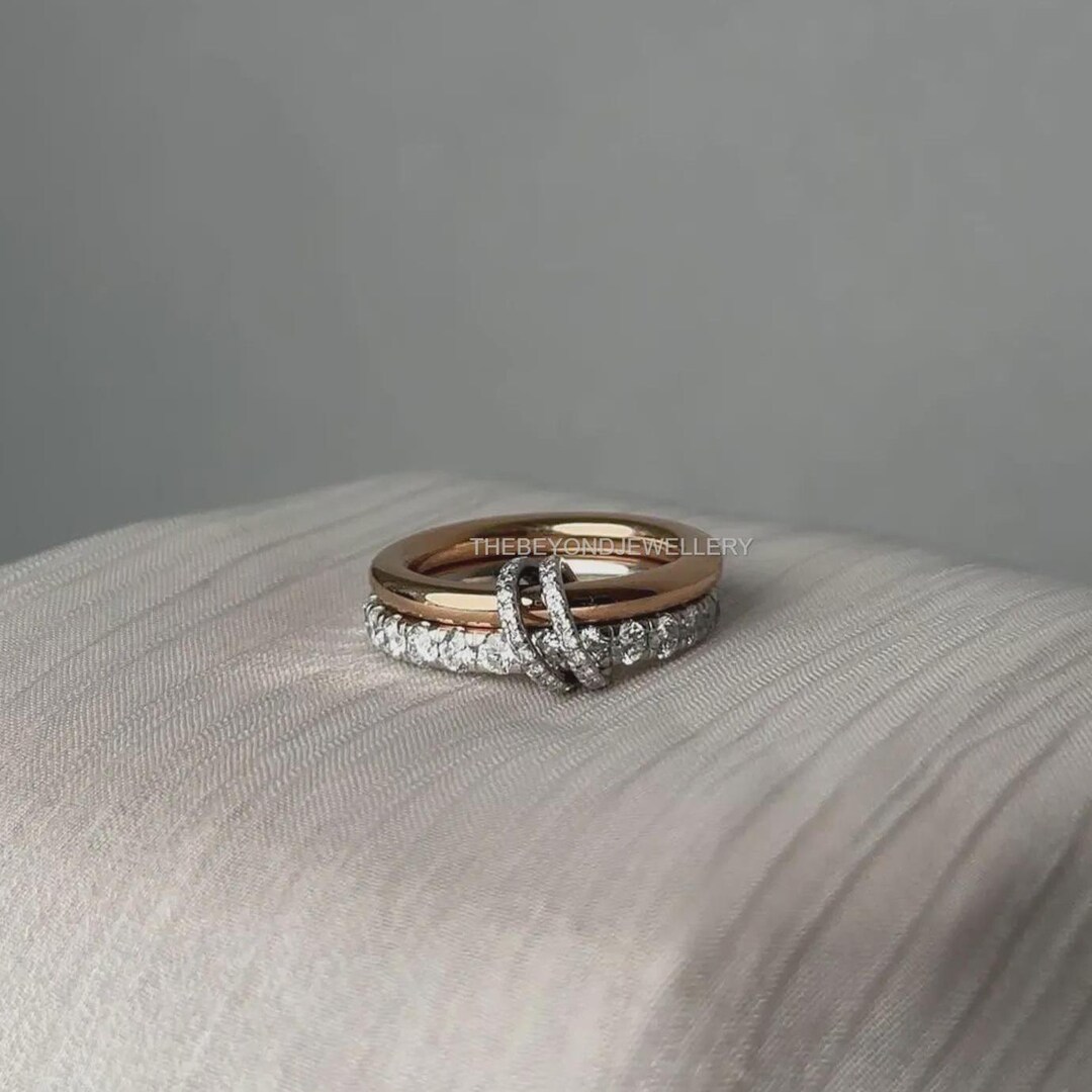 Stcakable Inerlockign Rings Moissanite Round Diamond Band, Stacking Ring, Stackable Zircon Ring ...