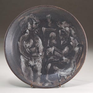 Artist and Model - Majolica Ceramic Plate -  Handmade and Hand Painted by Boris Vitlin (GMB)