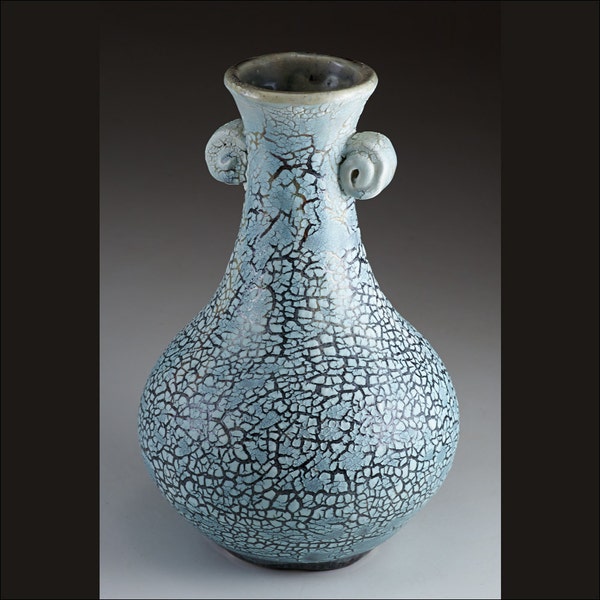 Textured Ceramic Vase in Blue by Boris Vitlin. (GMB)