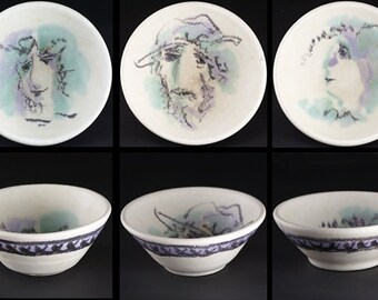 Set of 5 bowls - Watercolor -  Handmade and Hand Painted by Boris Vitlin (GMB)