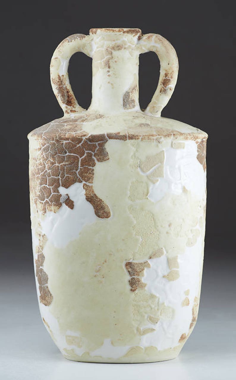 Textured Vase Antique White Ceramic Art by Boris Vitlin. GMB image 2