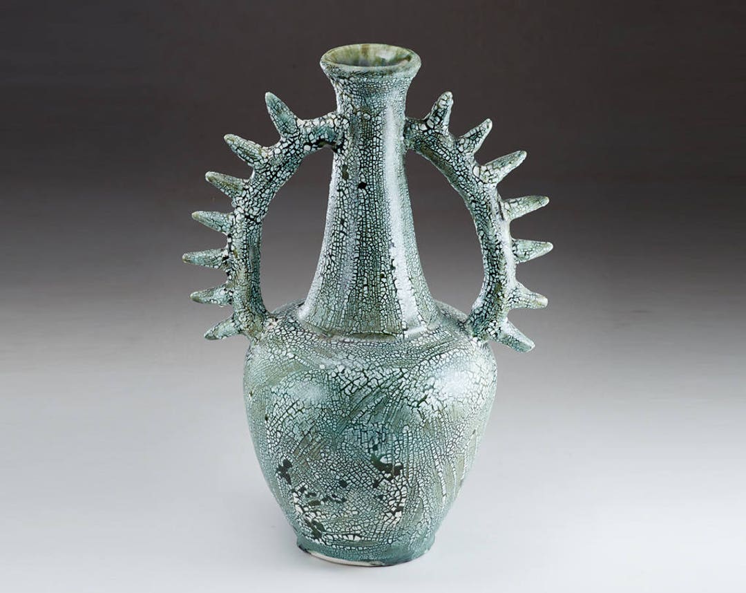 Large Vase in Light Steel Blue Ceramic Art by Boris Vitlin catalog 13