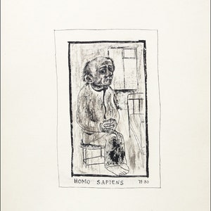 Homo Sapiens Print from an original ink drawing by Boris Vitlin 1979-1980 image 2