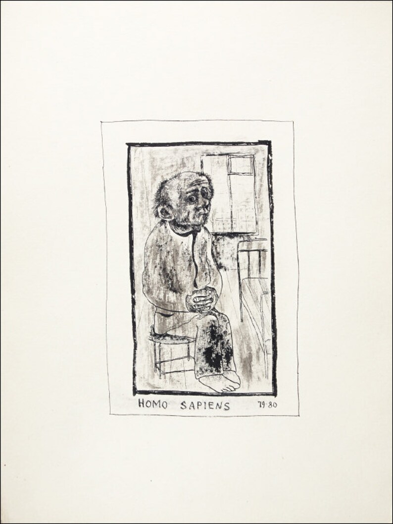 Homo Sapiens Print from an original ink drawing by Boris Vitlin 1979-1980 image 2