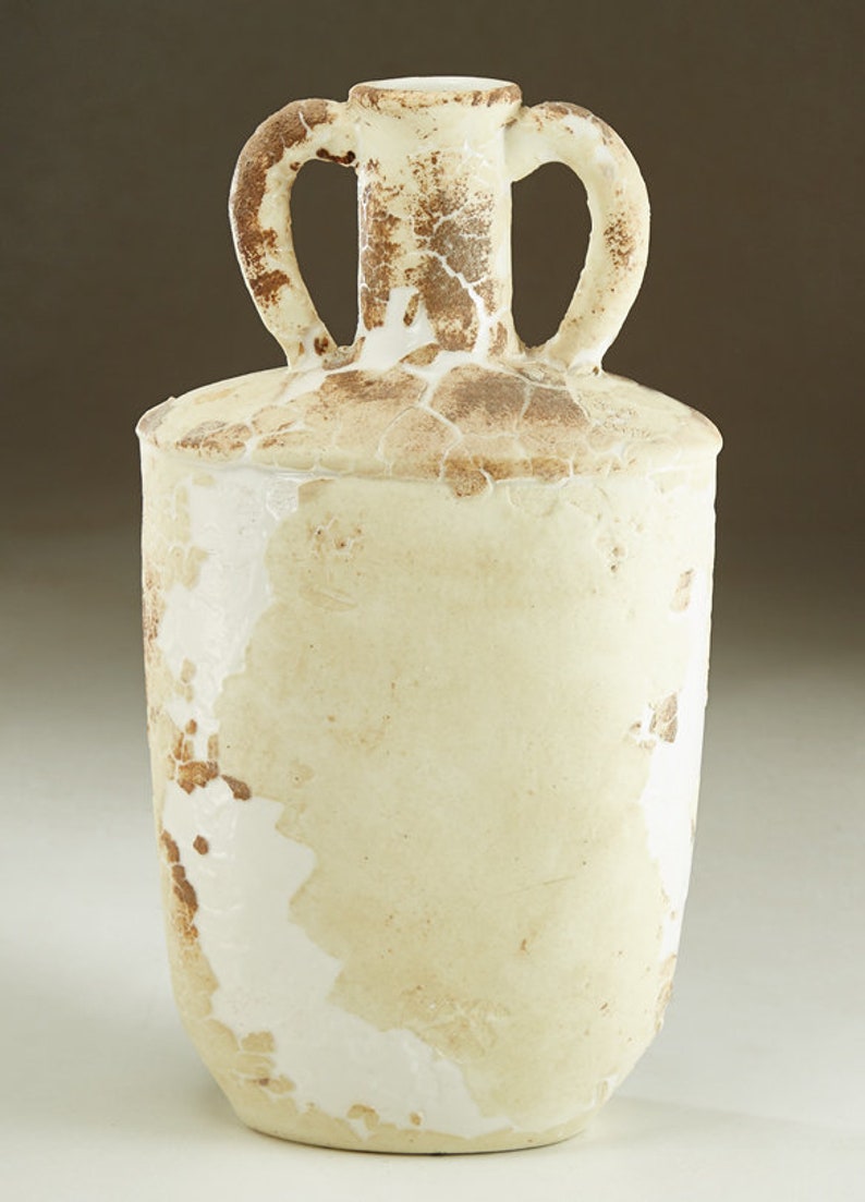 Textured Vase Antique White Ceramic Art by Boris Vitlin. GMB image 4