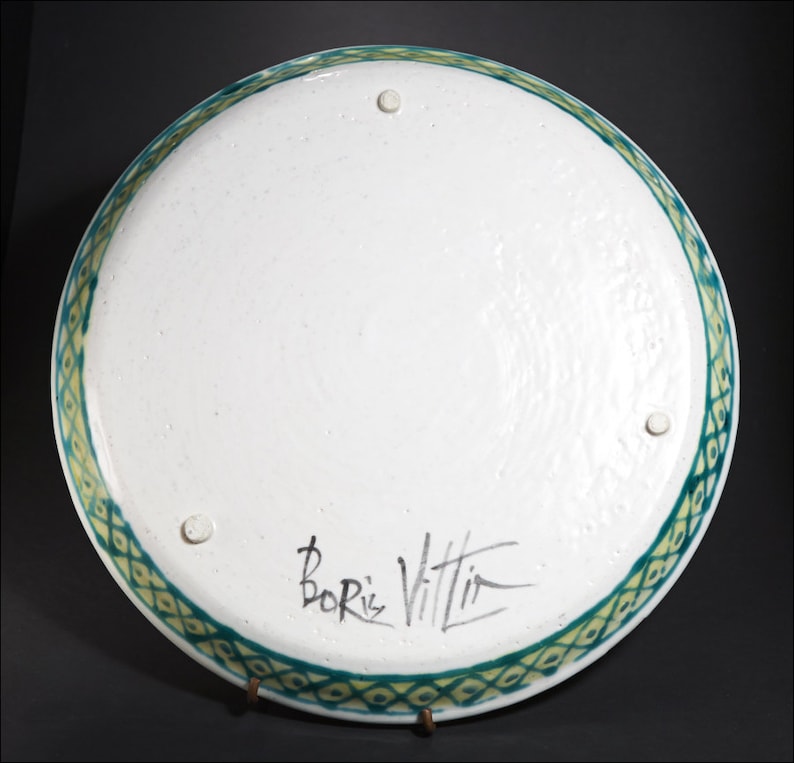 Handmade and Hand Painted by Boris Vitlin Wedding Couple with Flowers Majolica Ceramic Plate