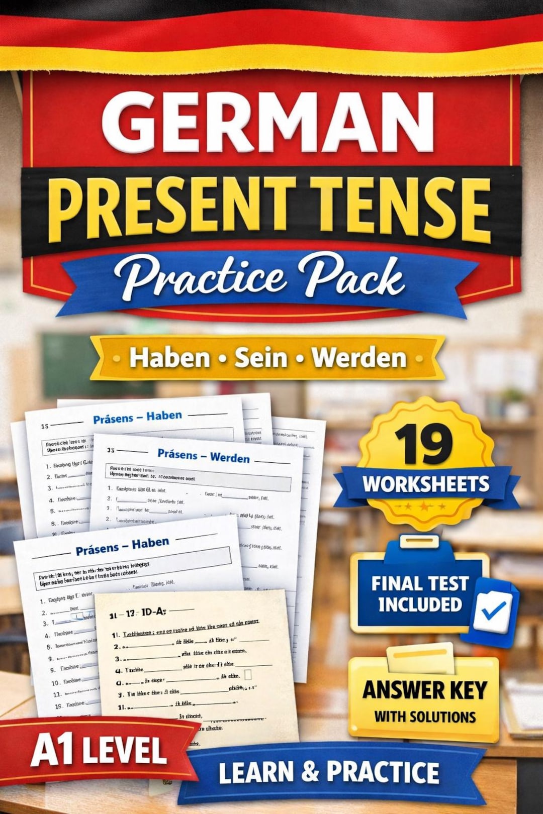 German Present Tense Practice Pack: Haben, Sein, Werden (A1 Level ...