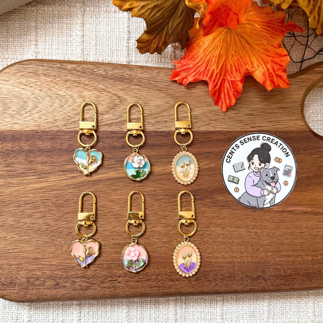 Flowers and Floral Garden Binder Charms | Binder Keychain & Accessories ...