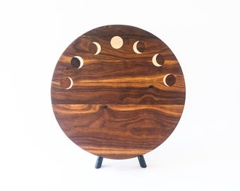 Eclipse Charcuterie Board - Walnut & Maple | 13" Round | OOAK Appalachian Handmade