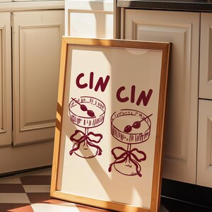 Cin Cin; Martini, Cocktail, Skål, Rosett, Modern, Minimalistisk, Dekor, Poster, Trendig, Väggkonst, Poster, Digital nedladdning, 1 tryck