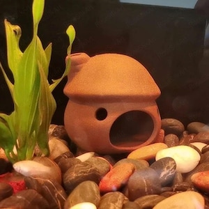 Small Bottom Dweller Underground Slope Cave, Fish Tank Decorations Accessories, Aquarium Sphere Cave, Fish, Shrimp, Pleco, Small Animals
