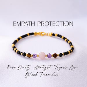 Empath Protection Bracelet: Rose Quartz, Amethyst, Tiger's Eye & Black Tourmaline
