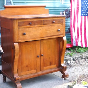 Antique Cherry Wood Dresser: American Empire 5-Drawer Chest, 19th Century
