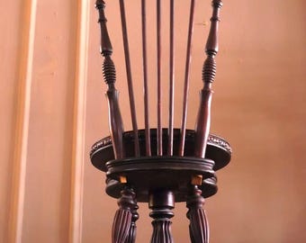 Antique Brown Spindle Back Piano Swivel Chair by Gerts Chicago - 37" x 17" x 16"