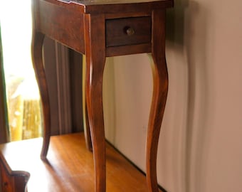 Vintage Italian End Table, Single Drawer, Sabre Legs, Narrow Nightstand
