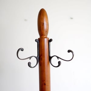 Free-Standing Vintage Solid Walnut Handmade Entryway Coat Rack