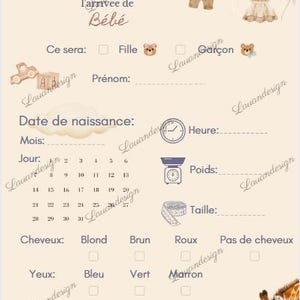 Carte de pronostique pour Babyshower