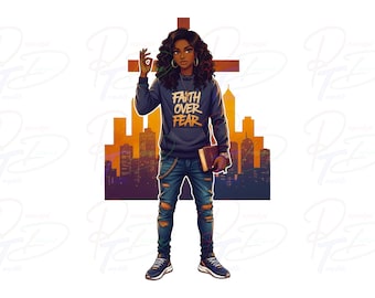 Glaube über Angst PNG | Urban Christian Sublimation (Digitaler Download)